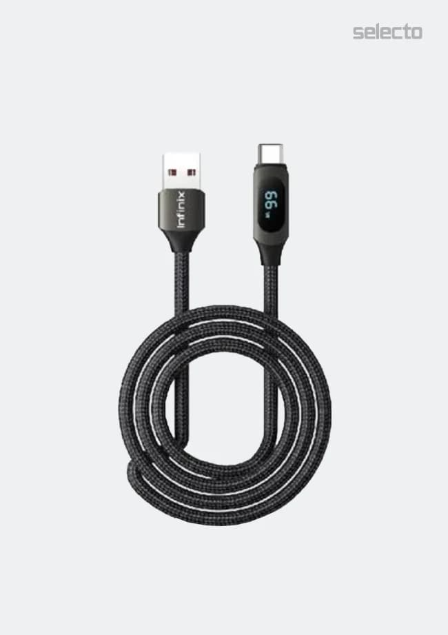 Infinix XDC76A (USB A to Type C)27W Braided Wired 2.4A 3