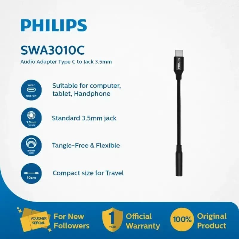 Philips SWA3010C-68 USB-C to 3-5mm Audio Adapter 4