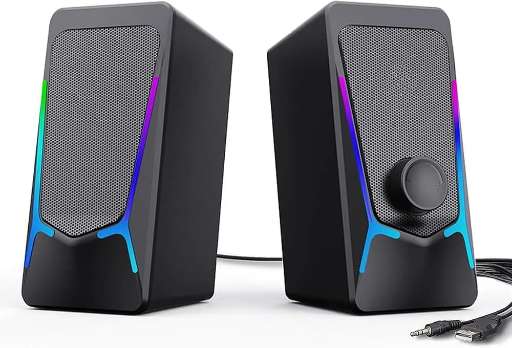 2.0 Usb Wired Desktop Speakers With Led Lights 4