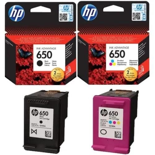 HP 650 Ink Cartridges Complete Set Black and Tri Colour 4
