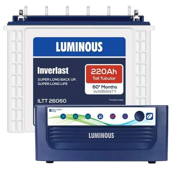 Luminous 1KVA 12V Eco Pure Sine Wave Inverter with 220Ah Tubular Battery 3