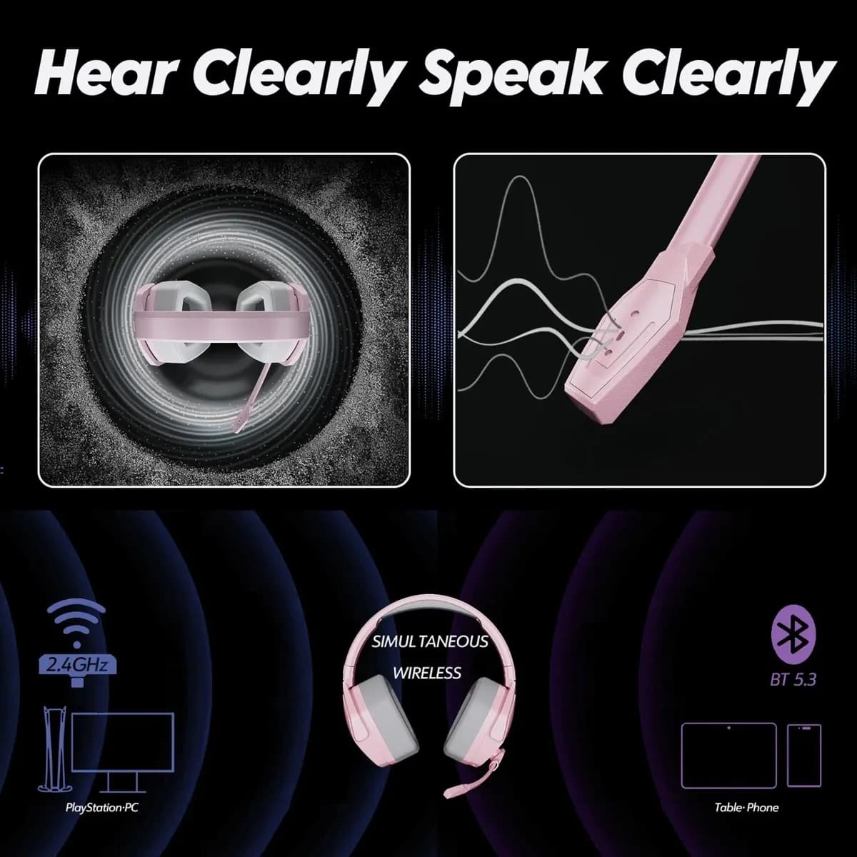 Nubwo G06 Gaming Headset - Pink & Grey 6