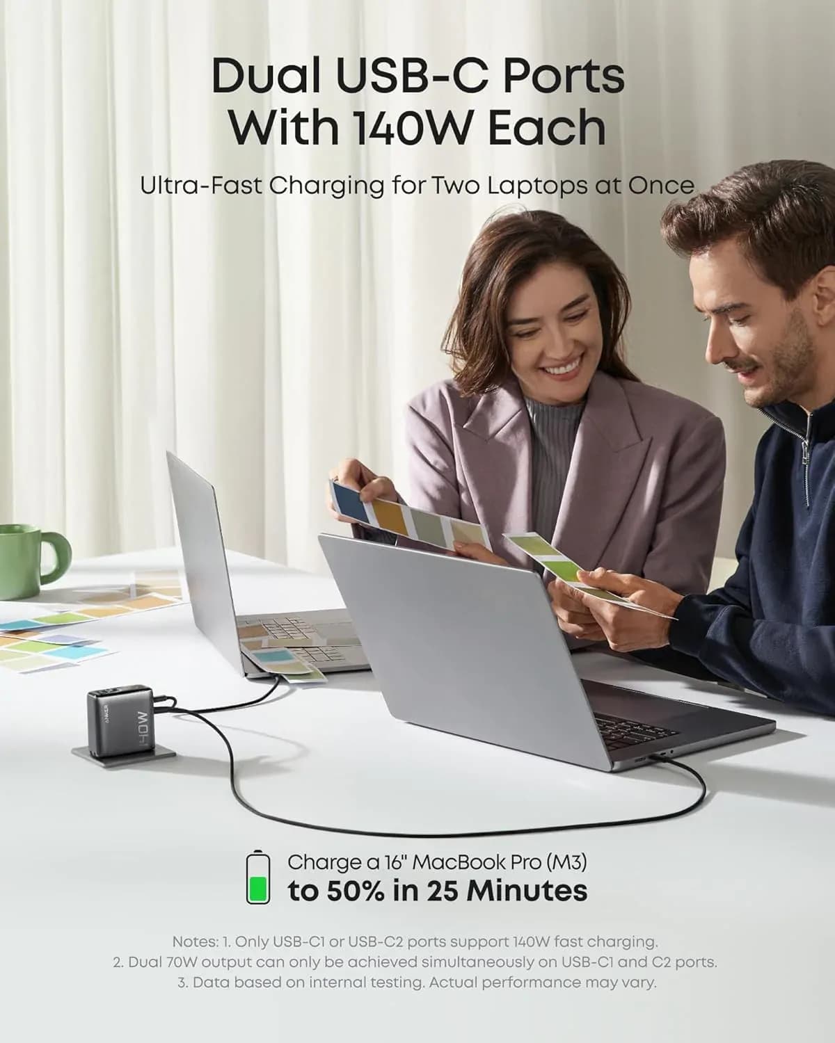 Anker B2697 140W 4-Port USB-C GaN Charger Black 6