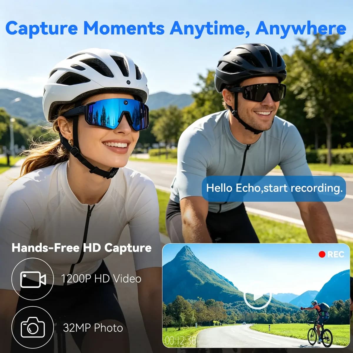 Snt stride Ai smart 12mp HD camera BT chatgpt Music cycling Glass 4