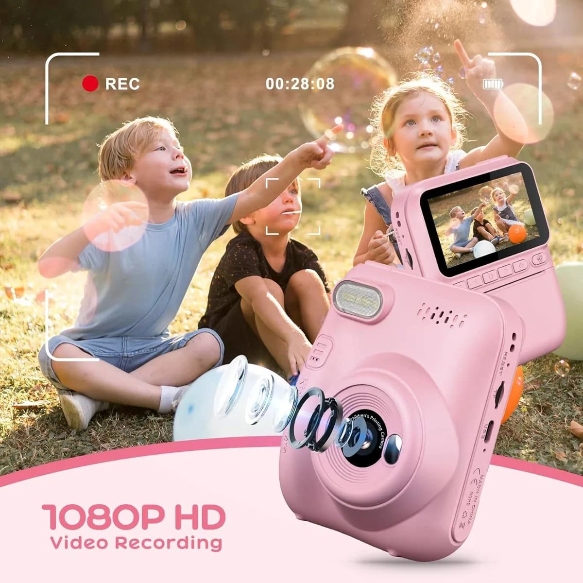 Greenkinder Kids Instant Print Camera - Pink 3
