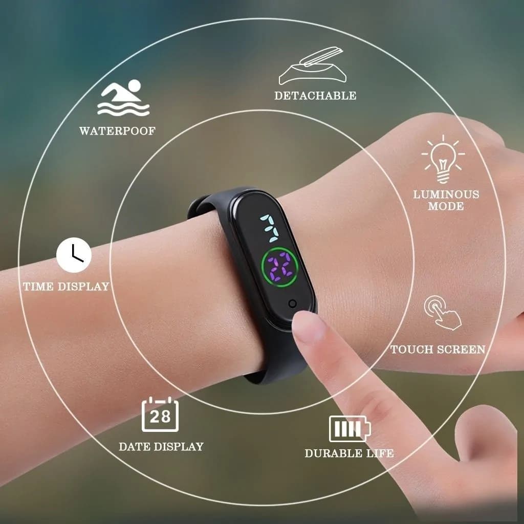 3 Pieces Touchscreen Led Sports Digital Watch Set 4