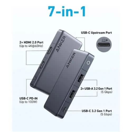 Anker 343 USB-C Hub - 7-in-1 Dual 4K HDMI 3