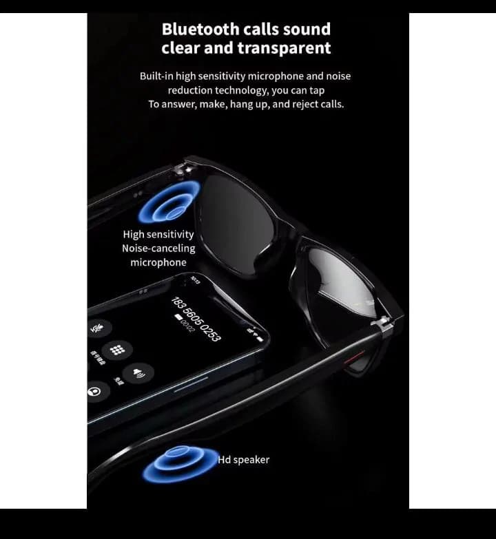 Smart Design Unisex Crystal Clear Calls AI-powered Smart Bluetooth Polarized Sunglasses Glasses 2