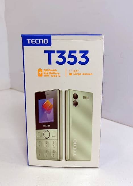 Tecno T353 Dual SIM Feature Phone – 2.8" Display, Long-Lasting Battery, Wireless FM Radio & Bluetooth 2