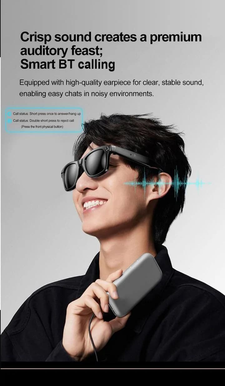 Smart Glass Camera Eye Glass – With LED Lamp + Bluetooth Speaker Model W-600