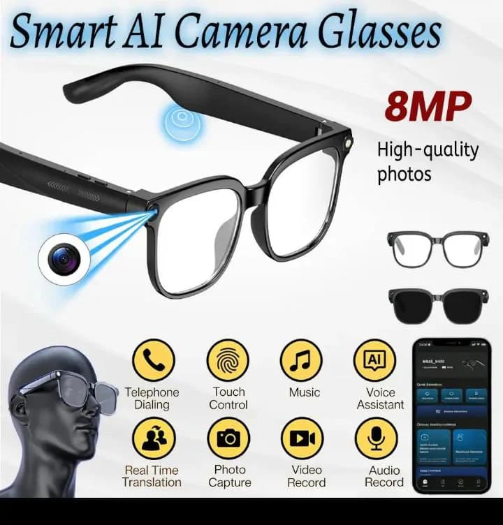 AI Smart Eyeglass – Black
