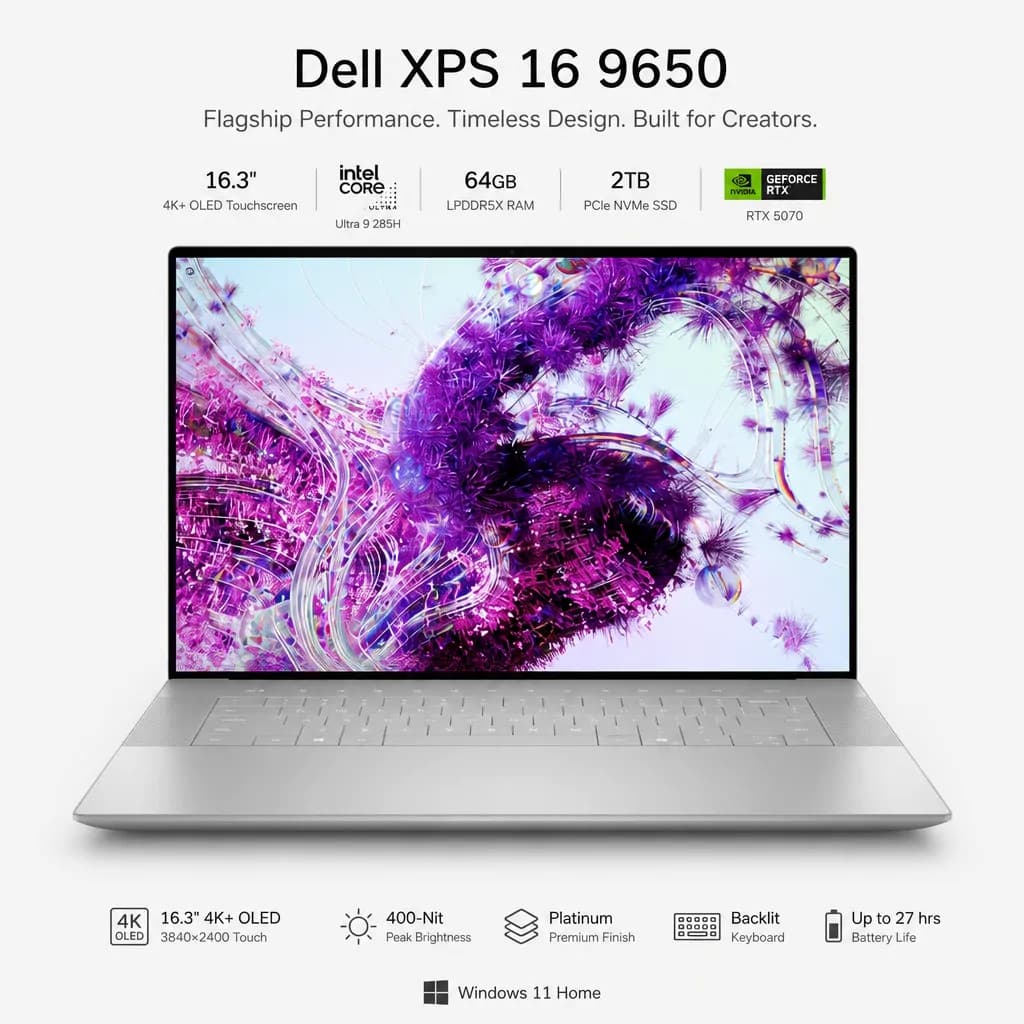 Dell XPS 16 9650 Intel Core Ultra 9 285H Processor 64GB RAM 2TB PCIe Windows 11 16-Inch