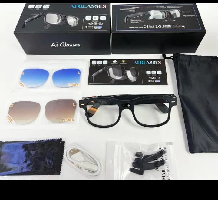 Pixel Aimb G3 Smart Sunglasses With 3 Lens 4K Video Camera AI Photo Translation BT Call - 800W