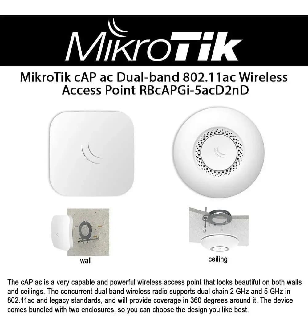 MikroTik cAP ac RBcAPGi-5acD2nD AC1200 Dual-Band WiFi Access Point