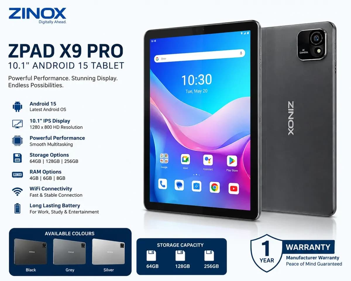 Zinox Zpad X9 Pro 4gb Ram 64gb Rom 10.1 Inch 6000mAh Android 15