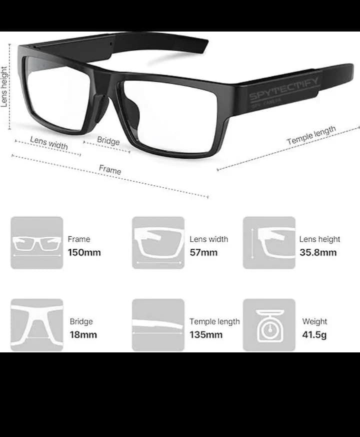 Spy+Security Video Recording Glasses – Up To 30 Minutes Of Video Recording – 150mm Length