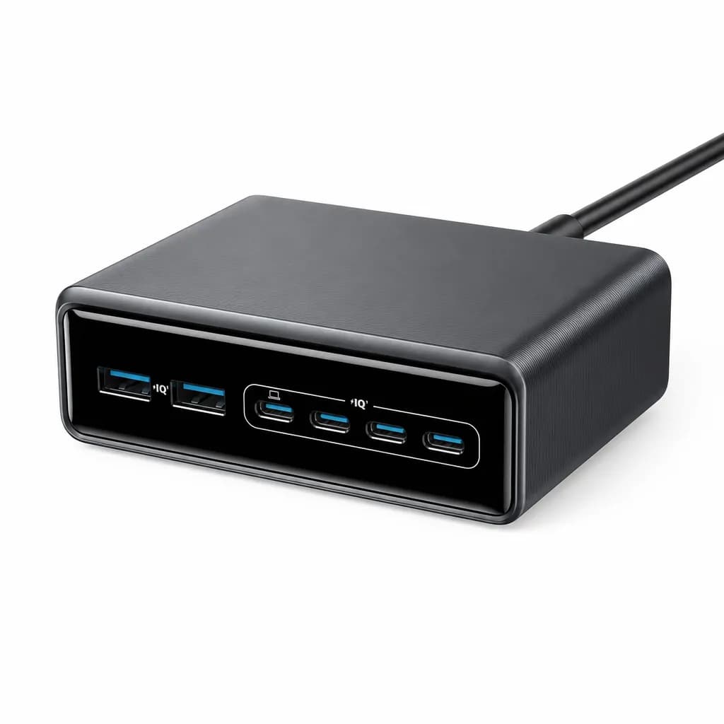 Anker Prime Charger 200w 6port Gan Charging Station Black