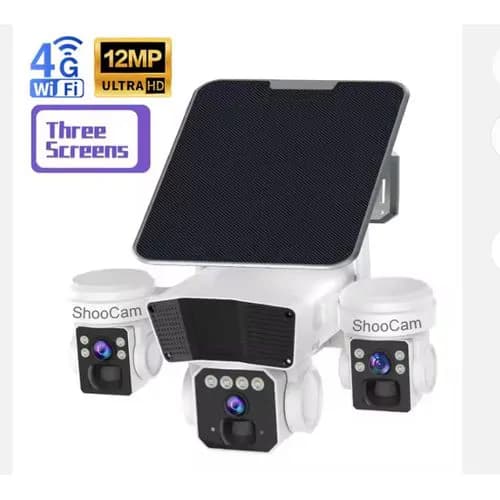 3 Lens/3 Screen Outdoor 12mp Solar 4g Sim Camera With Free 256gb