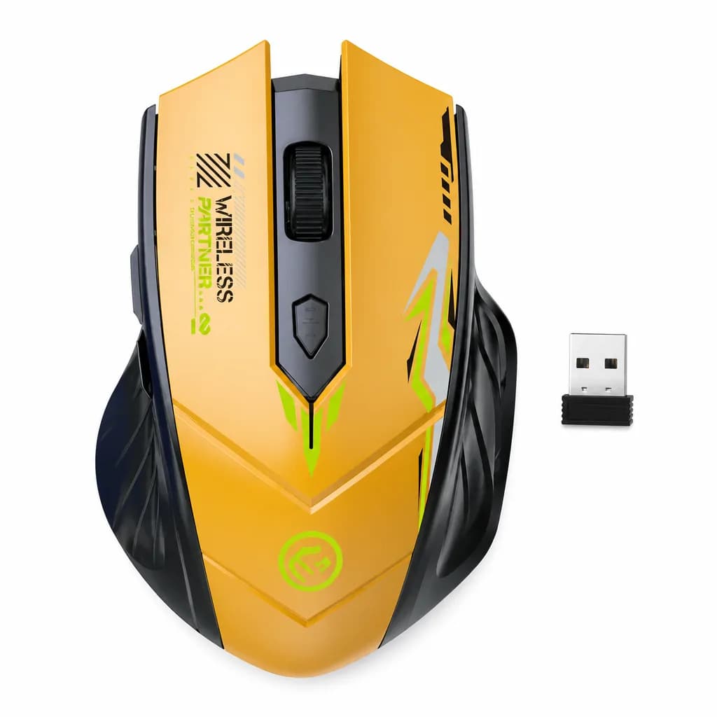 T2 Wireless Gaming Mouse, Silent Clicks, 1600 DPI - Yellow