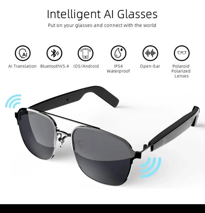 Smart Design Unisex Crystal Clear Calls AI-powered Smart Bluetooth Polarized Sunglasses Glasses