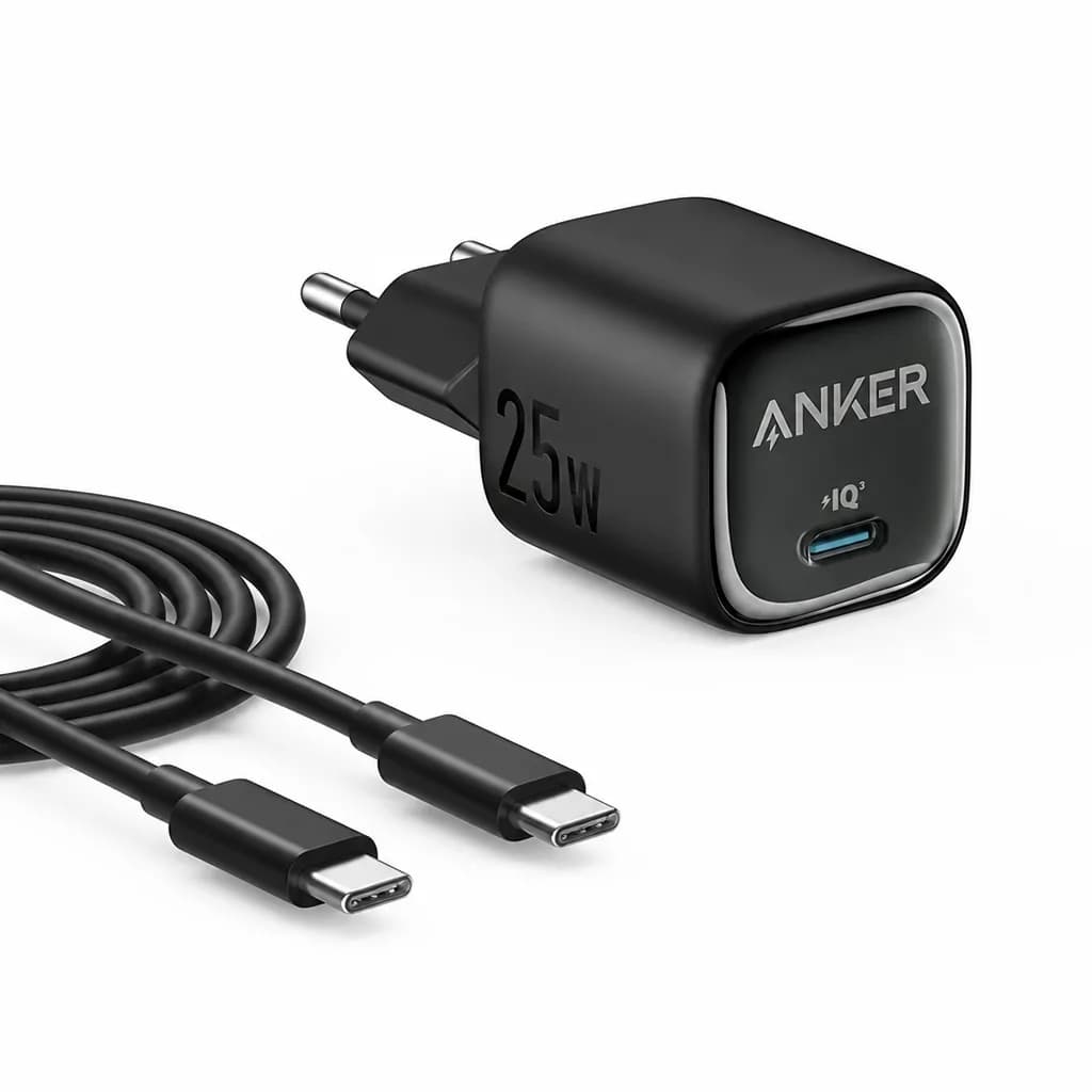Anker 25w Pd Compact Wall Charger With Usb-c Cable Black