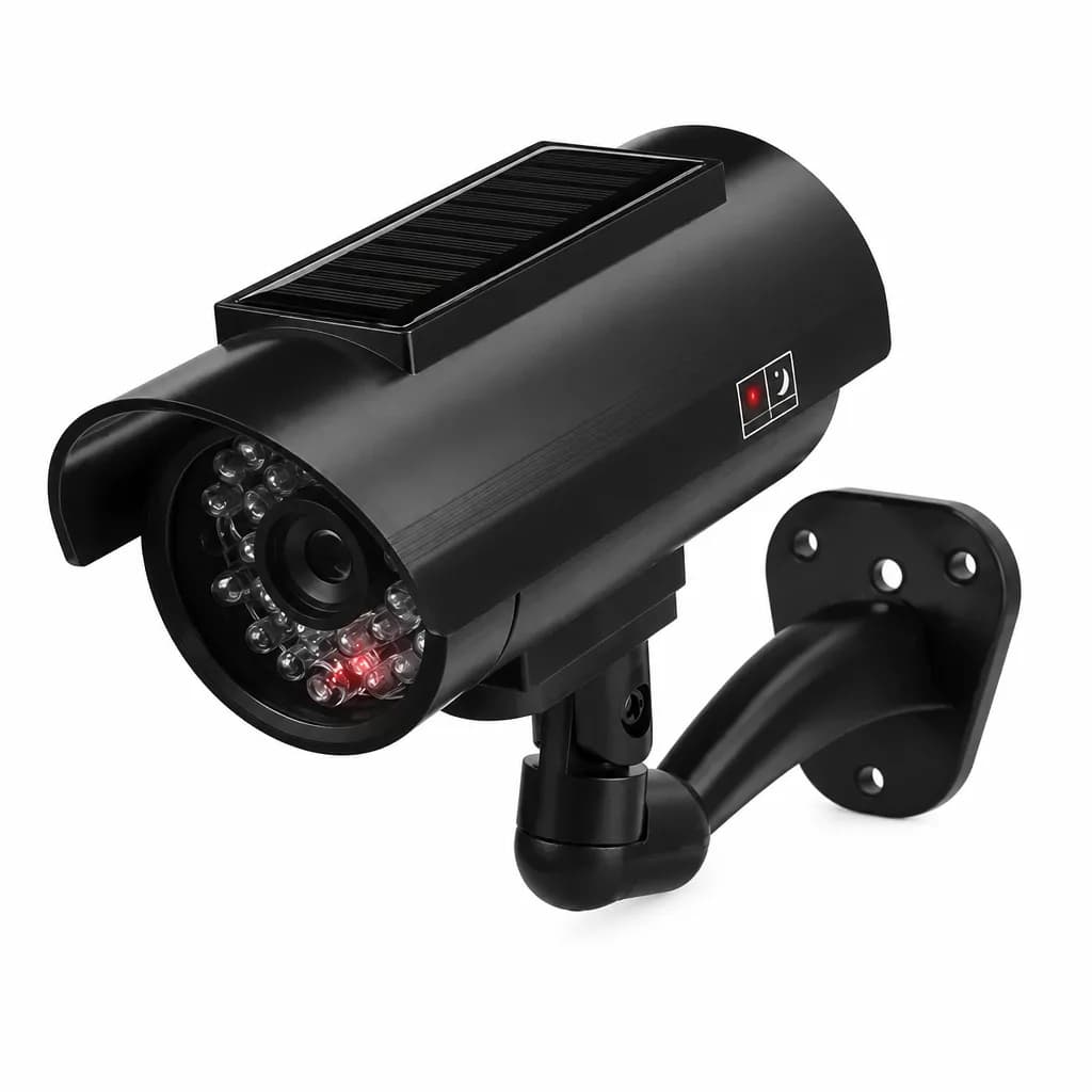 Outdoor/Indoor Solar-Powered Fake Surveillance Camera – Black