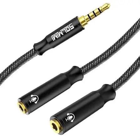 4 Pole Male To Dual Female Audio Splitter Adapter - 3.5mm