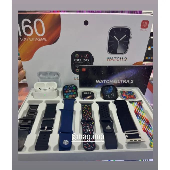 Smartwatch I60 Double Watch Set+Earpod+7Straps-12 In 1 Set -Gold