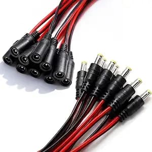 10 Pairs Male +female Plug 12v Dc Power Pigtail Cable Jack For Cctv Camera Connector Tail