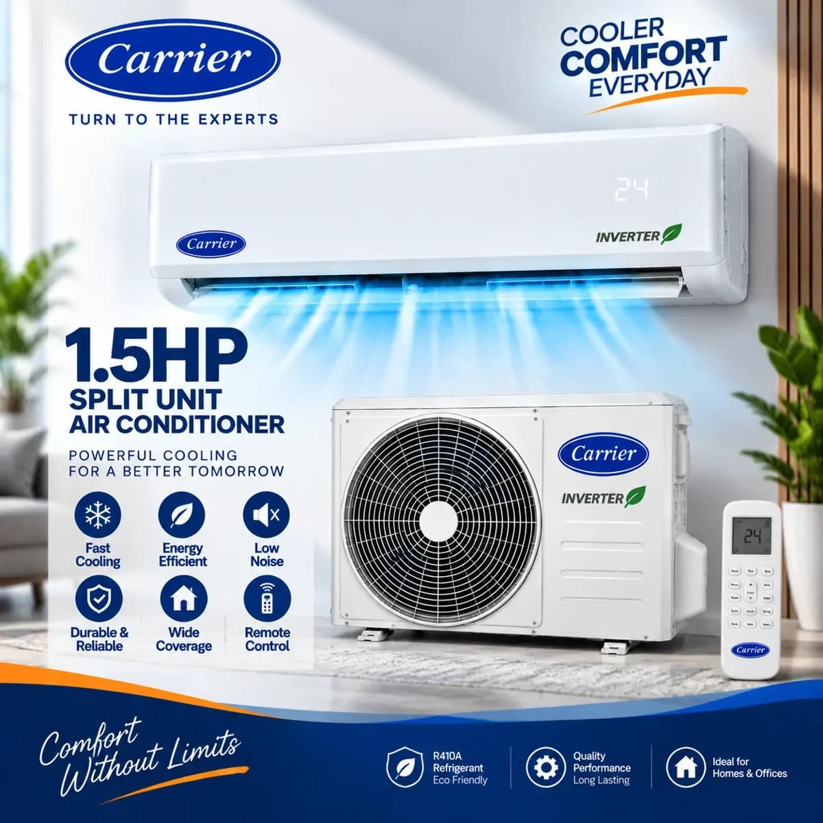 Carrier 1.5HP & 2.0HP Split Air Conditioner
