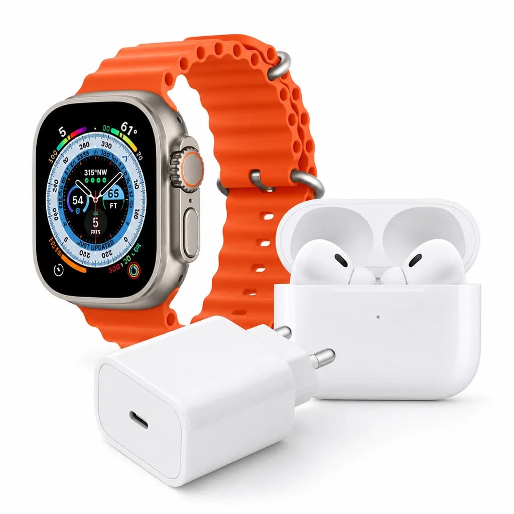 Ultra Series 8 Smart Watch + Earbud 2 Pro + 20w Adapter 2.08" Big Display Bt Call Wireless Charge NFC