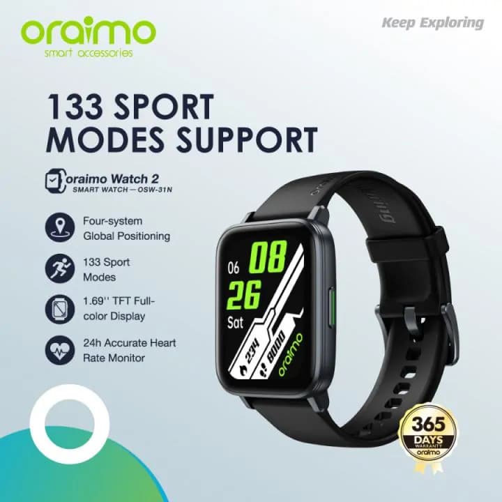 Oraimo GPS Function Football Heatmap Smart Watch – 133 Training Modes