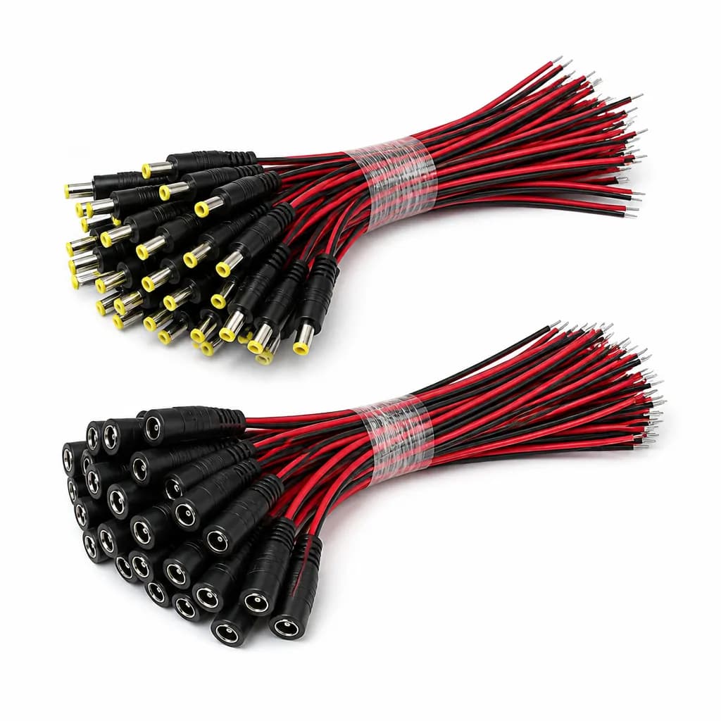 DC Power Jack Connector Cable Male 25 Pairs And Female 50 Pieces