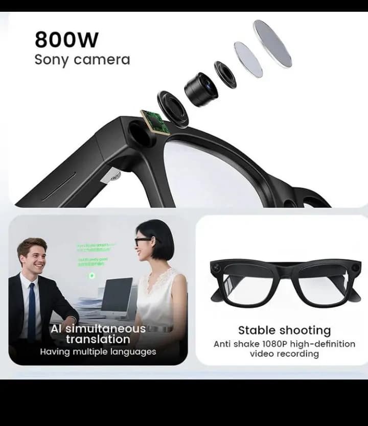 AI Smart Glasses For Photos And Videos – 4K HD Camera 8MP Photography Video Recording