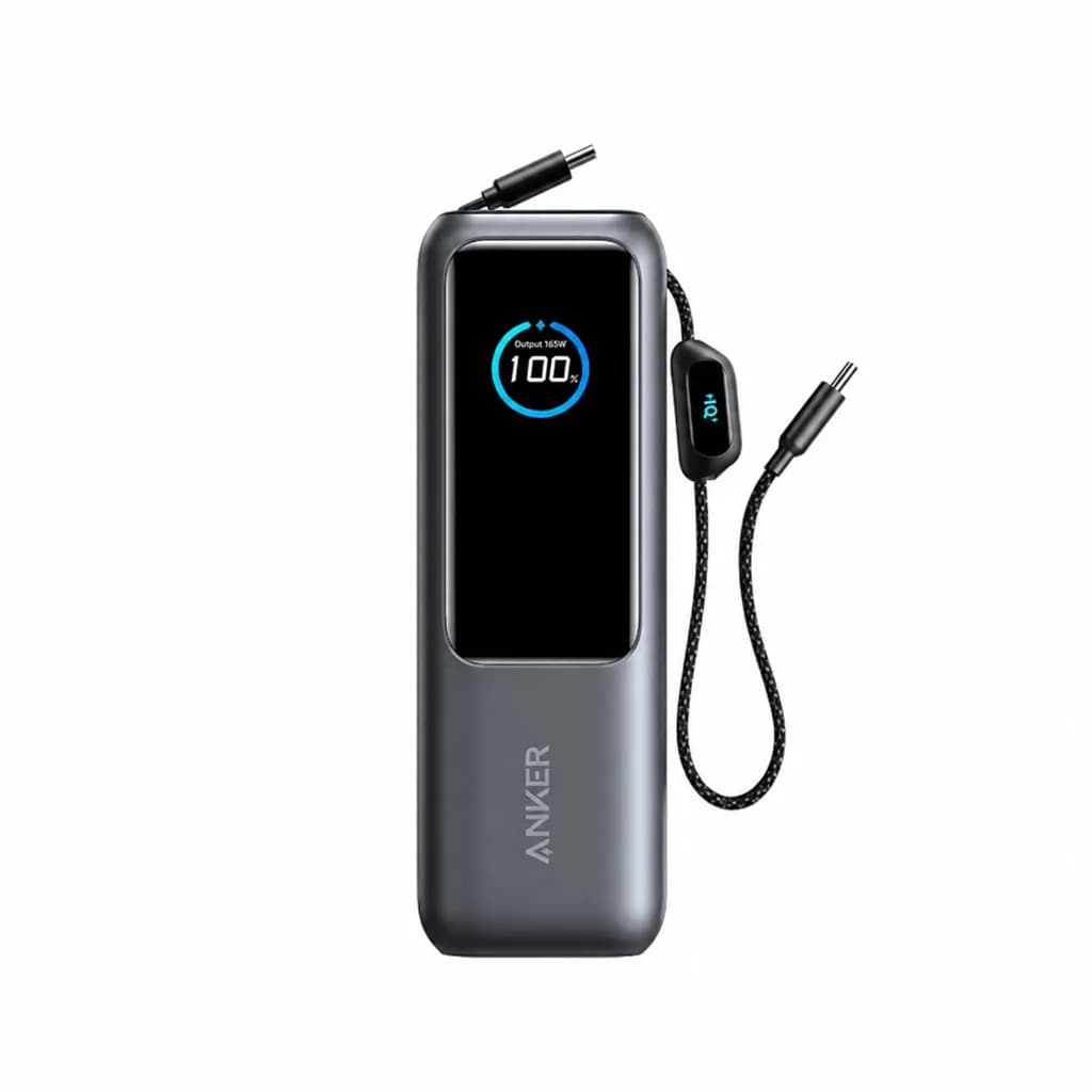 Anker Laptop Power Bank 25K 165W Built In Cables Black
