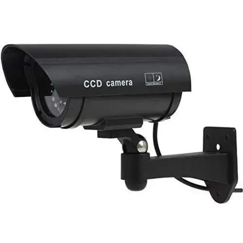 CCD Dummy CCTV Camera Flashing LED Light - Black