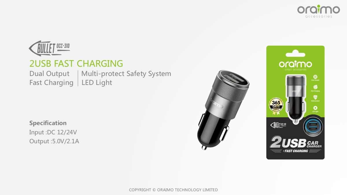 Oraimo OCC-31D Dual-Output Car Charger Head