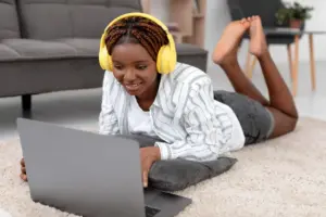 full shot woman with devices (1) full shot woman with devices (1)