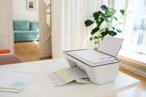 side view printer desk office side view printer desk office