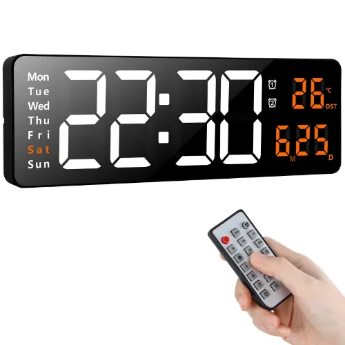 Digital LED Wall Clock with Remote Contr