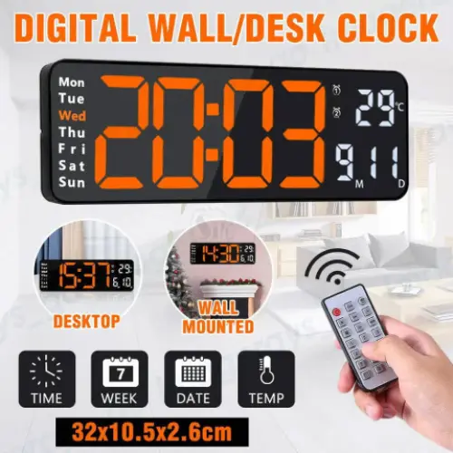 Digital LED Wall Clock with Remote Control (1)